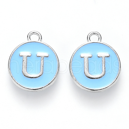 Platinum Plated Alloy Enamel Charms X-ENAM-S118-04U-P-1