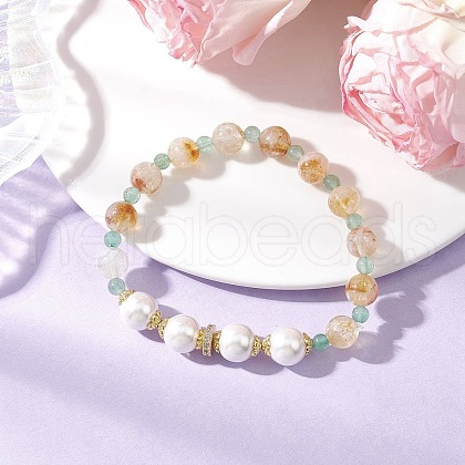 Natural Green Aventurine and Citrine Beaded Bracelets for Women BJEW-JB11932-01-1