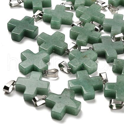 Natural Green Aventurine Pendants G-Z067-06P-05-1