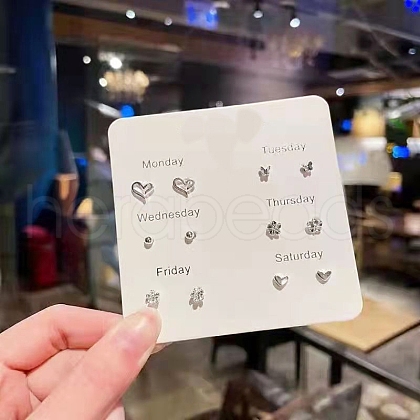 6 Pairs Anti-Tarnish Exquisite 925 Sterling Silver Stud Earrings Sets for Girls Women WG93702-12-1