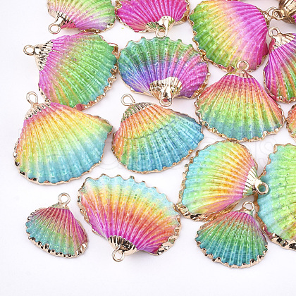 Spray Paint & Electroplate Sea Shell Pendants X-SSHEL-S262-07C-1