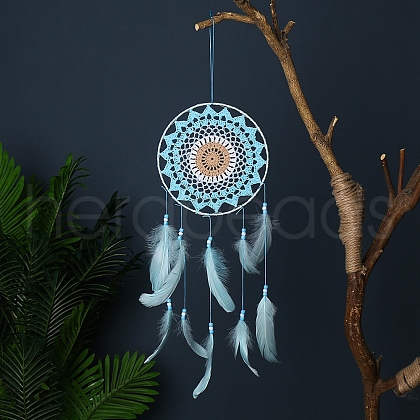 Woven Net/Web with Feather Hanging Ornaments PW-WG0DA7B-08-1