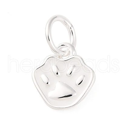 925 Sterling Silver White Enamel Paw Print Charms STER-D303-04S-1
