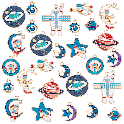 SUPERFINDINGS 48Pcs 12 Style Alloy Enamel Pendants PALLOY-FH0001-78-1