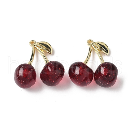 Cherry Alloy Resin Pendants FIND-M084-01G-1