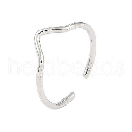 Non-Tarnish 304 Stainless Steel Open Cuff Ring for Women RJEW-C097-03P-1