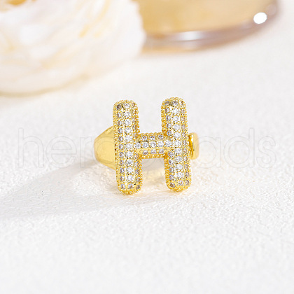 Brass Micro Pave Clear Cubic Zirconia Cuff Rings FS-WGF2B82-05-1