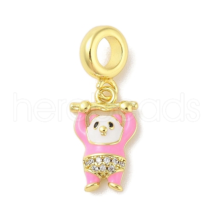 Rack Plating Brass Micro Pave Clear Cubic Zirconia Enamel European Dangle Charms KK-S380-27G-01-1