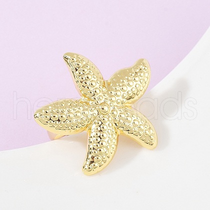 Ocean Theme Brass Cuff Rings RJEW-C135-01G-14-1