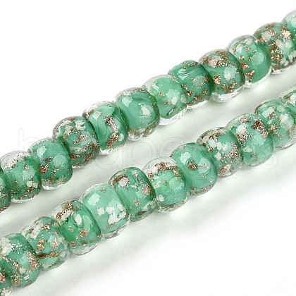 Luminous Handmade Gold Foil Glass Beads Strands FOIL-N029-02A-06-1