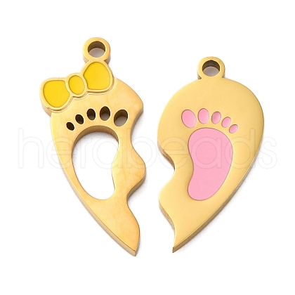 304 Stainless Steel Enamel Split Pendants STAS-H235-04B-G-1