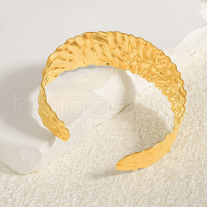 Textured 304 Stainless Steel Cuff Bangles for Women AR7791-2-1