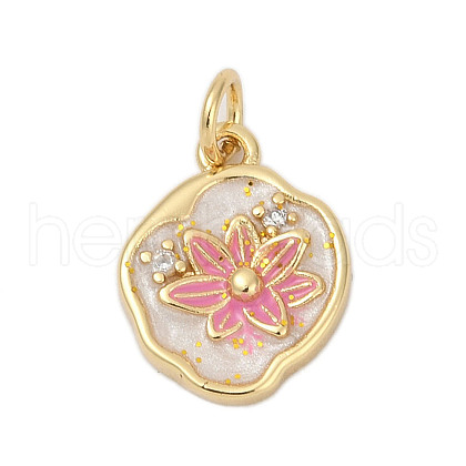 Brass Micro Pave Cubic Zirconia Pendants KK-U068-07G-02-1