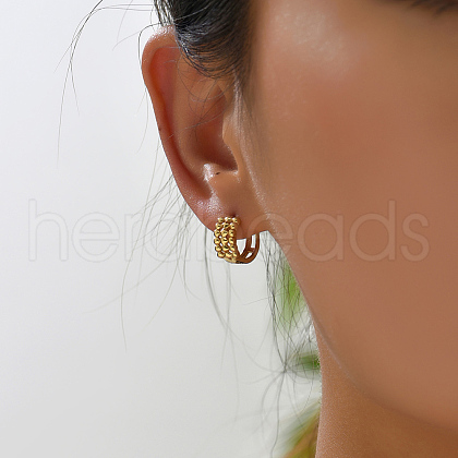 Sweet and Petite Round with Rhombus Brass Hoop Earrings EC3241-1