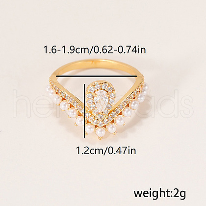 Exquisite Teardrop Brass Micro Pave Clear Cubic Zirconia Finger Rings for Women QR0298-1-1