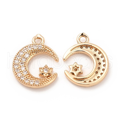 Brass Micro Pave Cubic Zirconia Charms KK-E071-15KCG-1