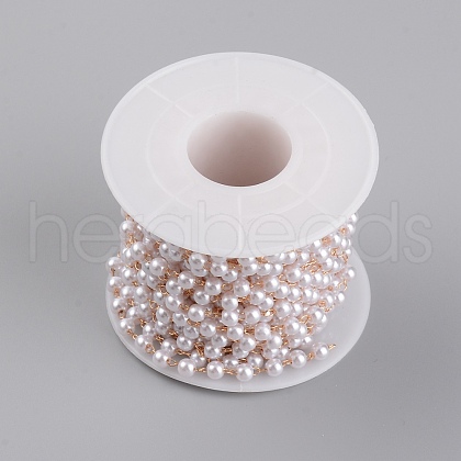Handmade Plastic Pearl Beaded Chains CHC-WH0005-03A-1