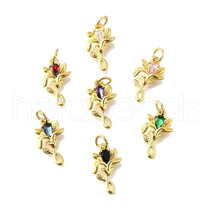 Brass Micro Pave Cubic Zirconia Pendants KK-Z102-04G-01-1