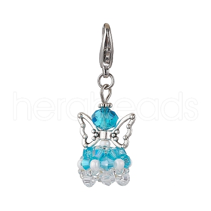 Angel Glass Pendant Decorations HJEW-MZ00215-01-1
