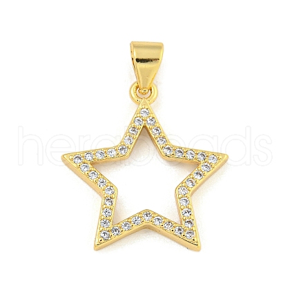 Star Rack Plating Brass Micro Pave Clear Cubic Zirconia Pendants KK-Z053-07G-1