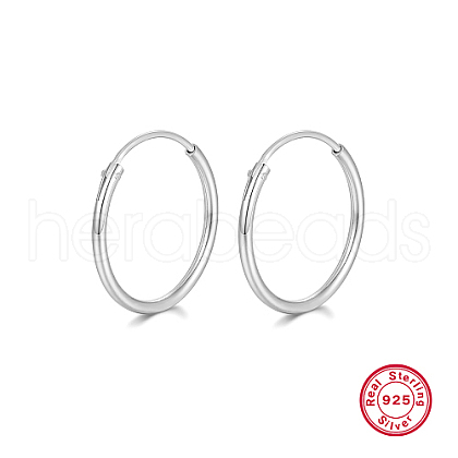 Anti-Tarnish Rhodium Plated 925 Sterling Silver Huggie Hoop Earrings HA9525-12-1