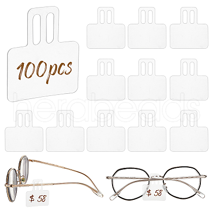AHADERMAKER 100Pcs Transparent PVC Glasses Price Tags Sleeve CDIS-GA0001-03-1