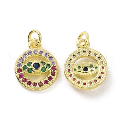 Brass Micro Pave Colorful Cubic Zirconia Pendants KK-E068-VF080-1