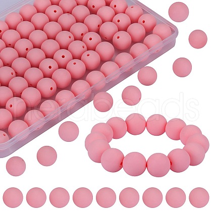 80Pcs Round Silicone Focal Beads SIL-SZ0001-24-23-1