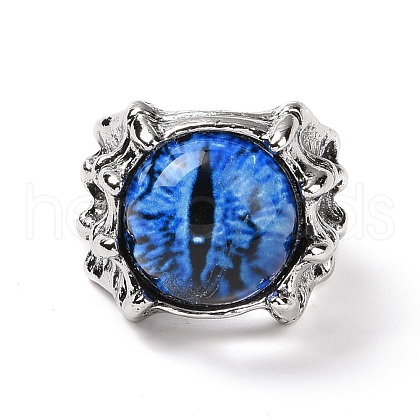 Dragon Eye Glass Wide Band Rings for Men RJEW-E017-01AS-05-1