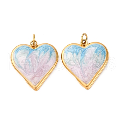 304 Stainless Steel Enamel Pendants STAS-U061-41G-03-1