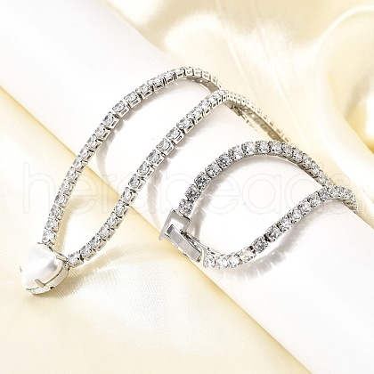 Brass Pave Clear Cubic Zirconia Tennis Necklaces NJEW-K287-02P-1