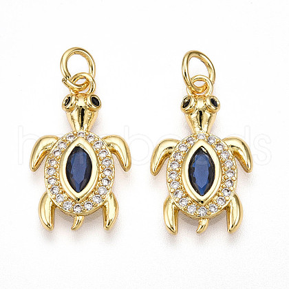 Brass Micro Pave Cubic Zirconia Pendants KK-N257-03G-1