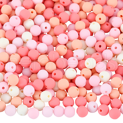 SOFPLATE 500Pcs Rubberized Style Imitated Silicone Acrylic Beads MACR-SP0001-07C-1