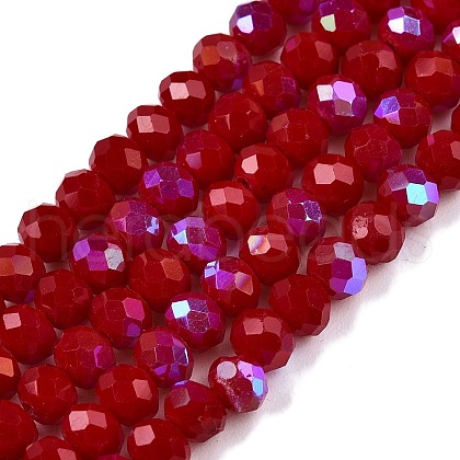 Electroplate Opaque Solid Color Glass Beads Strands EGLA-A044-P4mm-L02-1