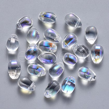 Transparent Spray Painted Glass Charms X-GLAA-R211-03-D07-1