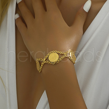 Fashionable Brass Double Layer Coin Ladies Bracelets RB5701-1