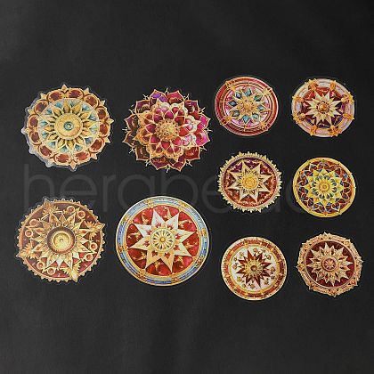 Mandala PET Round Self Adhesive Decorative Stickers DIY-K069-02C-1