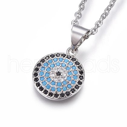 Brass Pave Cubic Zirconia Pendant Necklaces NJEW-L146-02P-1