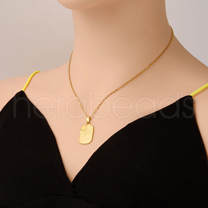 Stainless Steel Rectangle with Sun Pendant Necklaces for Women PP3560-2-1