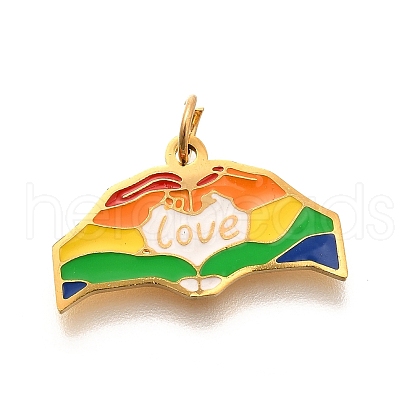 Pride 304 Stainless Steel Enamel Pendants STAS-B079-01G-10-1