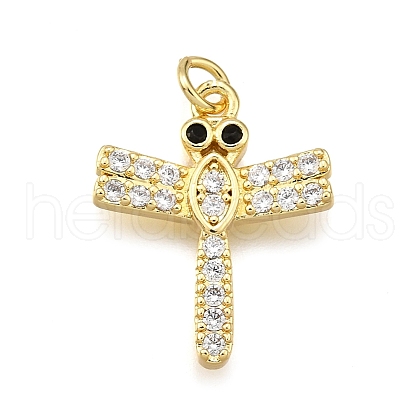 Rack Plating Brass Micro Pave Cubic Zirconia Pendants KK-K401-81G-1