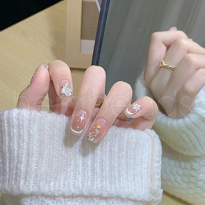 Christmas Snowflake Pattern Plastic False Nail Tips PW-WG5E749-01-1
