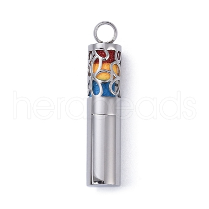 Openable 304 Stainless Steel Perfume Bottle Pendants STAS-D097-12P-1