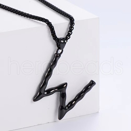 Stylish Stainless Steel Initial Pendant Necklaces SR1473-23-1