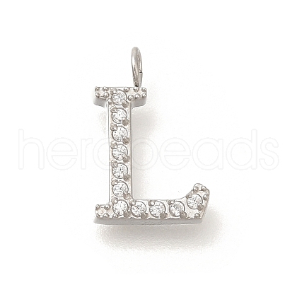 304 Stainless Steel Micro Pave Cubic Zirconia Pendants STAS-H228-06P-L-1