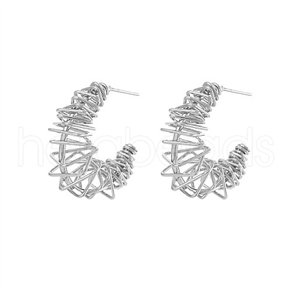Non-Tarnish 304 Stainless Steel Wire Wrap Stud Earrings TS7204-2-1