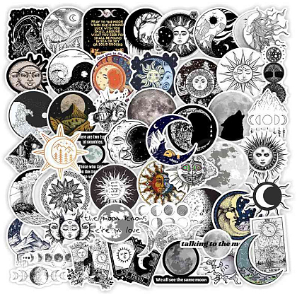 50Pcs The Sun and Moon Planet Stickers STIC-PW0002-090-1