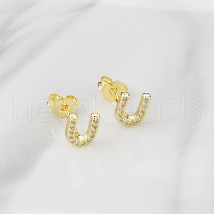 Brass Clear Cubic Zirconia Stud Earrings WGC2A80-21-1