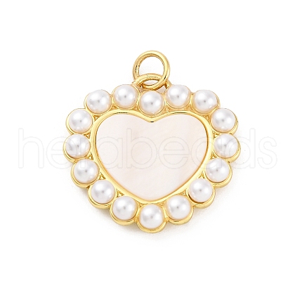 Brass Pave Natural Shell Pendants KK-U066-13G-1