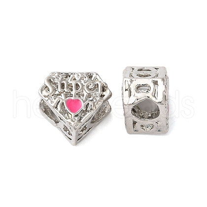 Mother's Day Rack Plating Alloy Enamel European Beads PALLOY-S189-52P-1